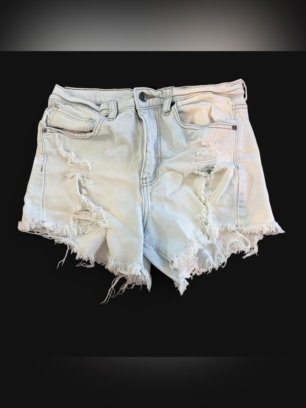 Kendall + Kylie Washed White Distressed Denim Shorts - Women's High-Rise